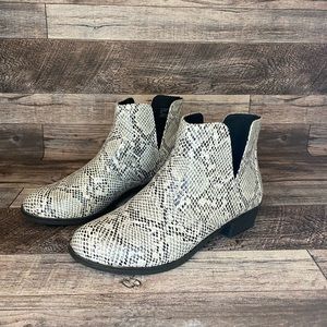 Faux snake skin ankle boots